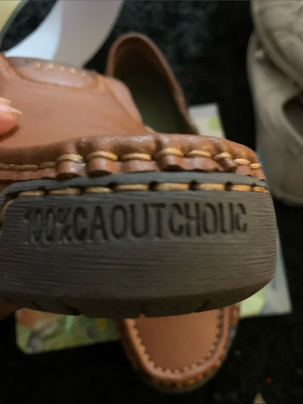 100% Caouthouc Brown Loafers Casual Leather Shoes